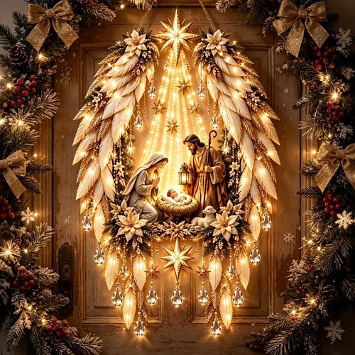 Lighted nativity wall decor - nativity,